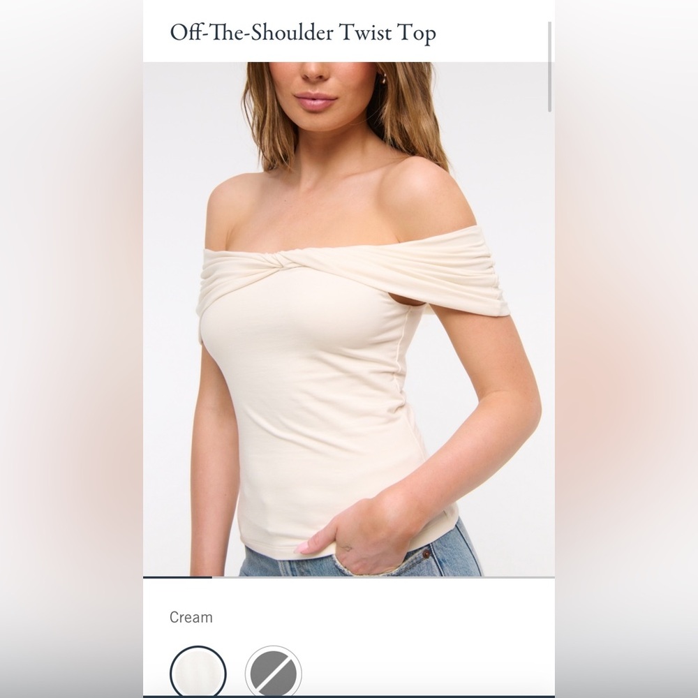 NWOT abercrombie and fitch off the shoulder twist top XXS cream